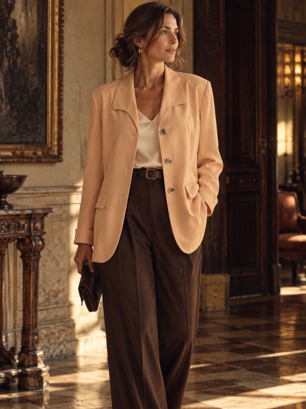 Hugo Buscati Peach Size 14 Blazer 90s Minimalist Quiet Luxury Soft Tailored
